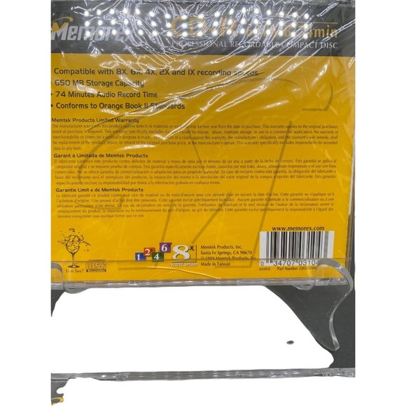 Memorex CD R Professional Recordable Lot of 2 650 MB 74 mins Sealed - Picture 3 of 7